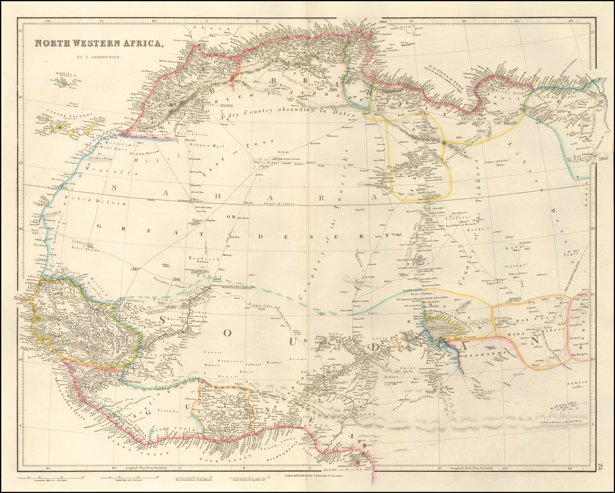 Karte von Nordwestafrika von John Arrowsmith, 1842 von John Arrowsmith