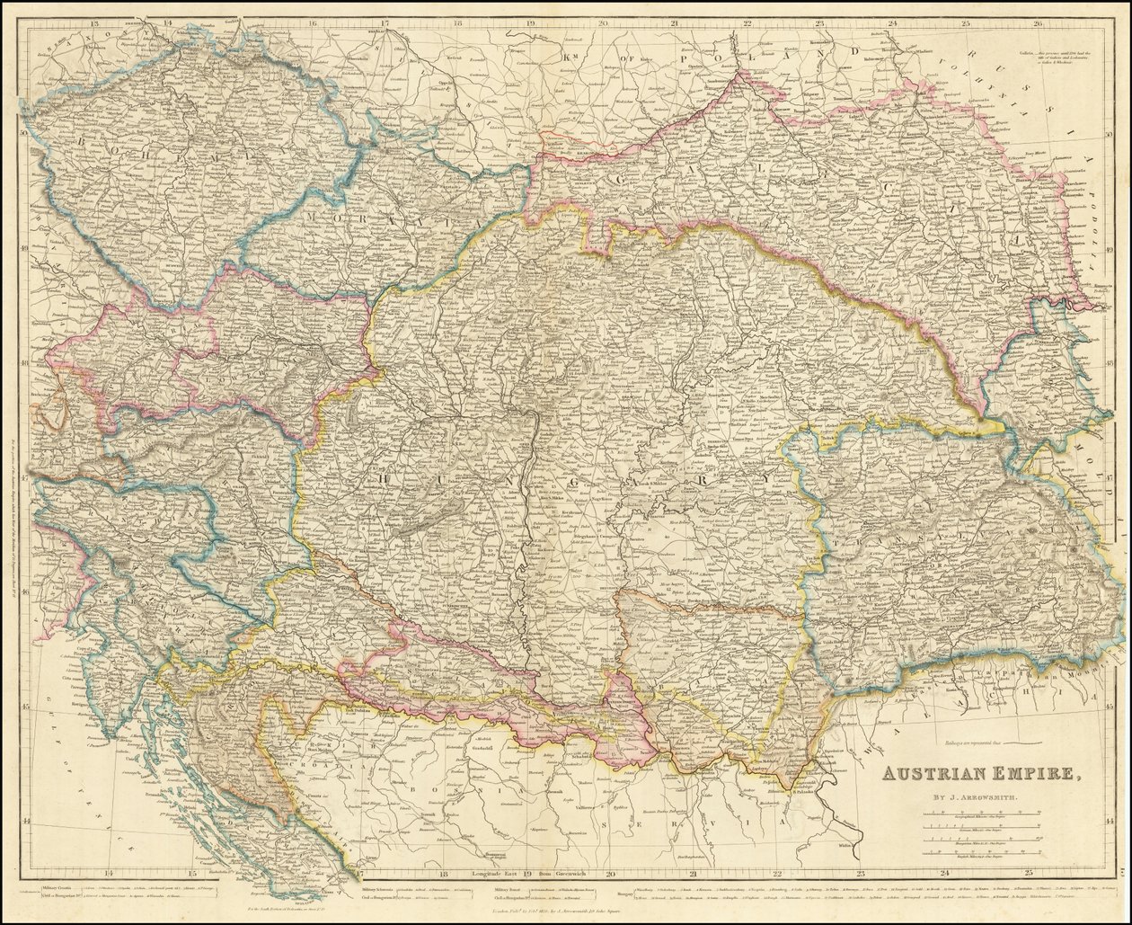 Karte des österreichischen Kaiserreichs von 1858 von John Arrowsmith von John Arrowsmith