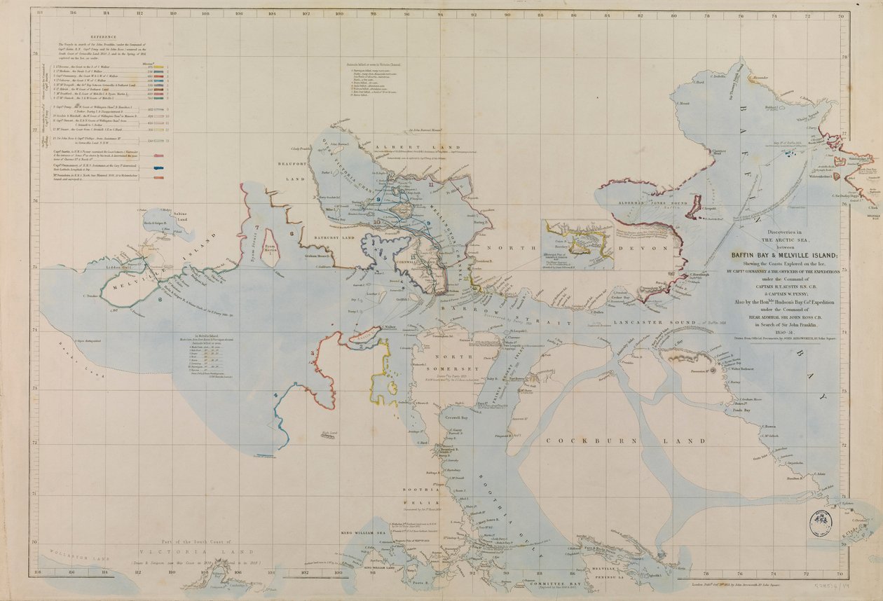 Vergrößerter Plan von Erebus und Terror Bay – Die Winterquartiere von Sir John Franklin von John Arrowsmith