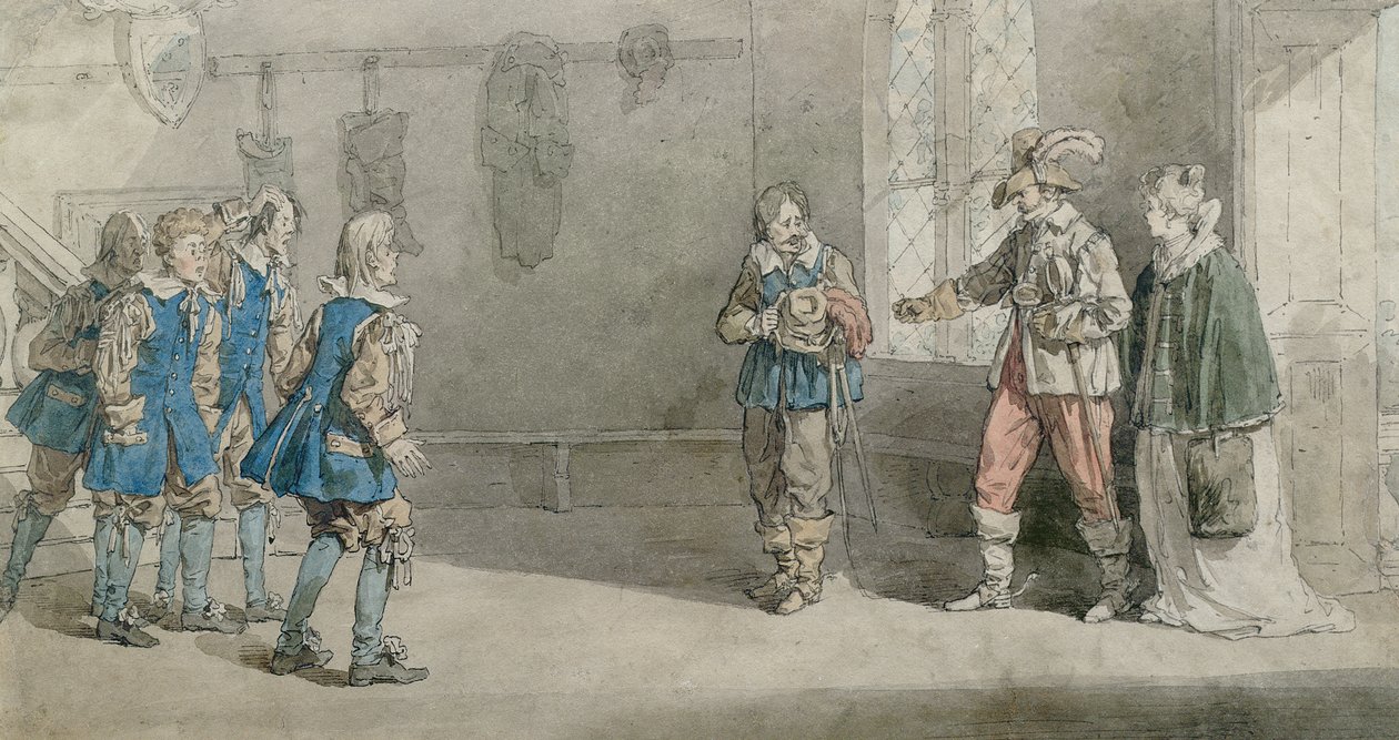 Petruchio, Katarina und Diener in einer Szene aus 