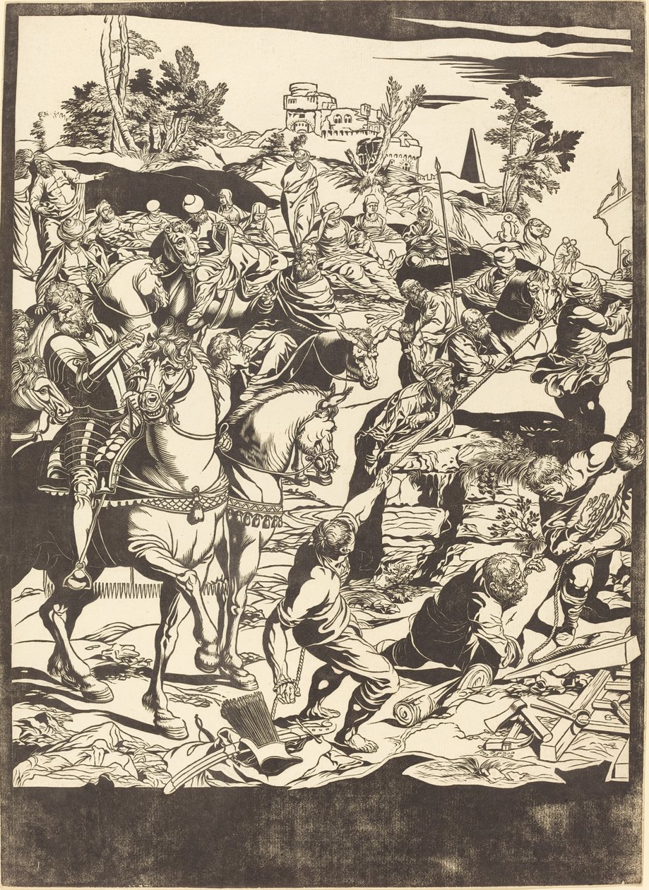 Die Kreuzigung [linke Tafel] von John Baptist Jackson after Jacopo Tintoretto