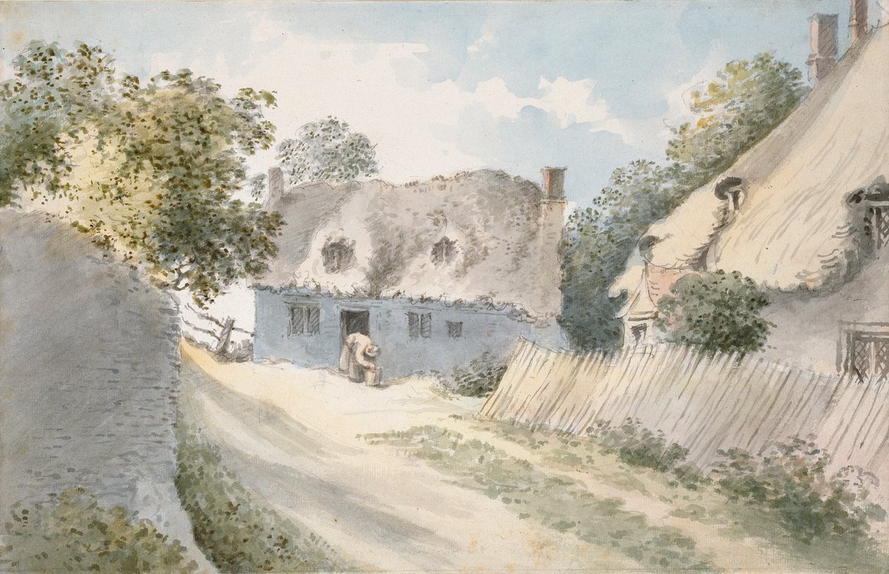 Häuser in einer Dorfstraße, 18. Jahrhundert von John Baptist Malchair