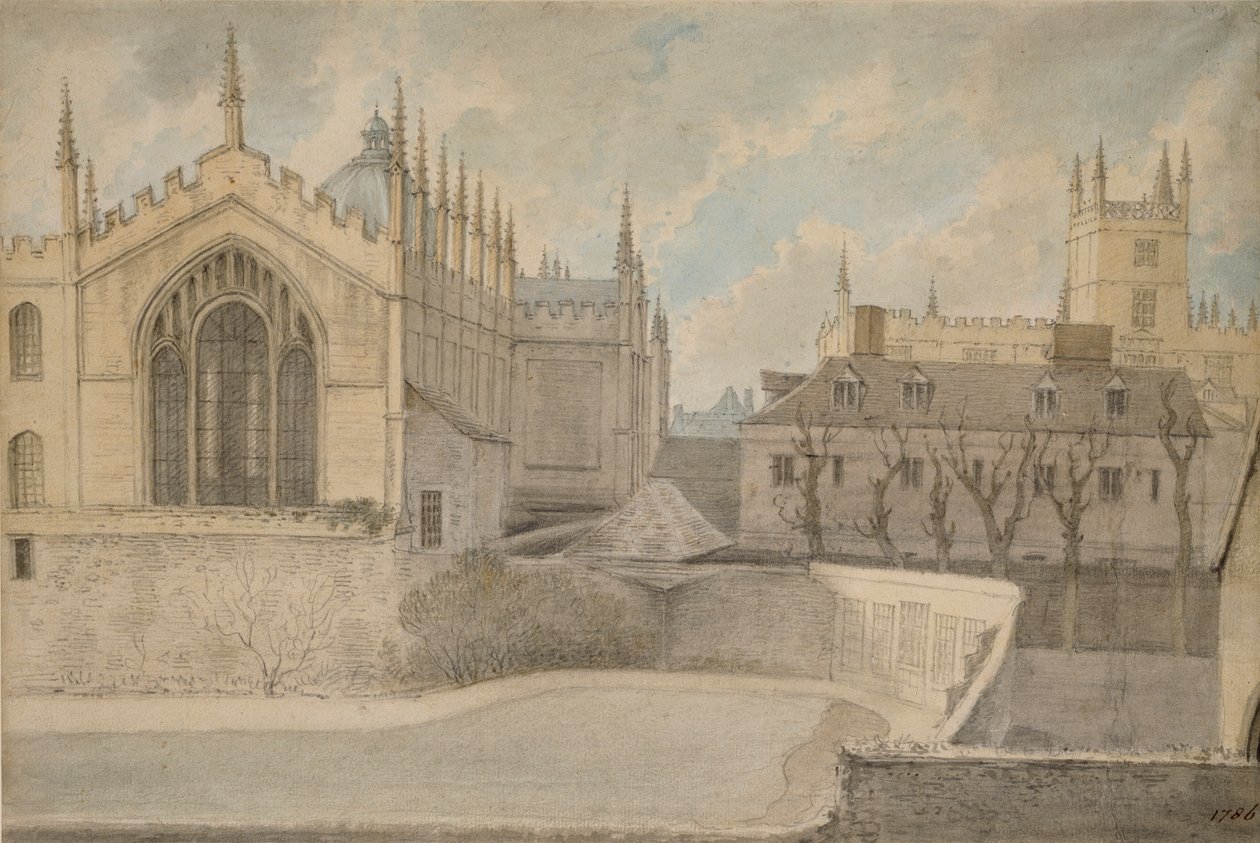 Blick aus der Wohnung des Wächters, New College, 20. November 1786 von John Baptist Malchair