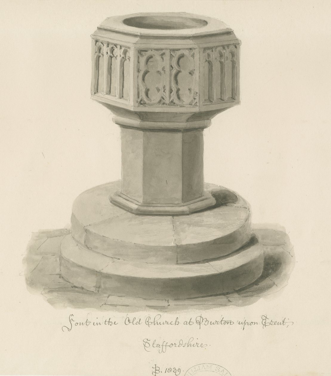 Burton-upon-Trent - Taufbecken in der alten Kirche von John Buckler