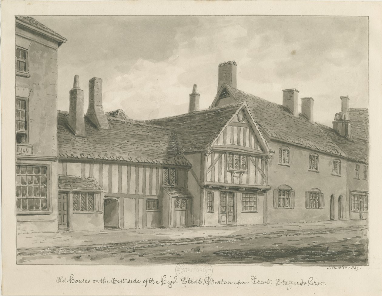 Burton-upon-Trent - Alte Häuser in der High Street von John Buckler