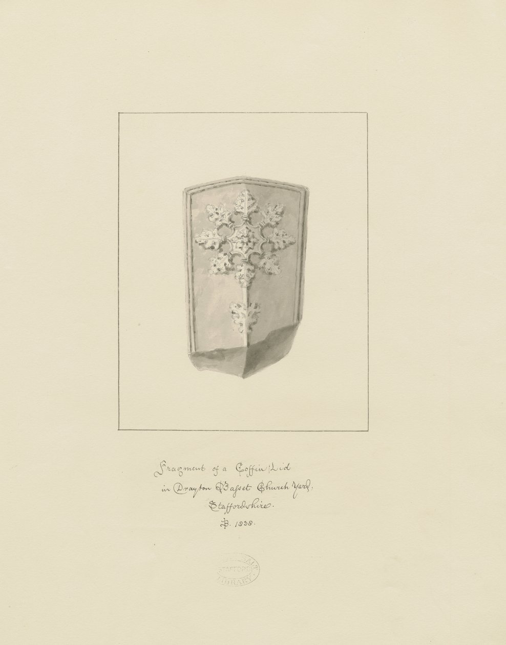 Drayton Bassett Kirche - Sargdeckel von John Buckler