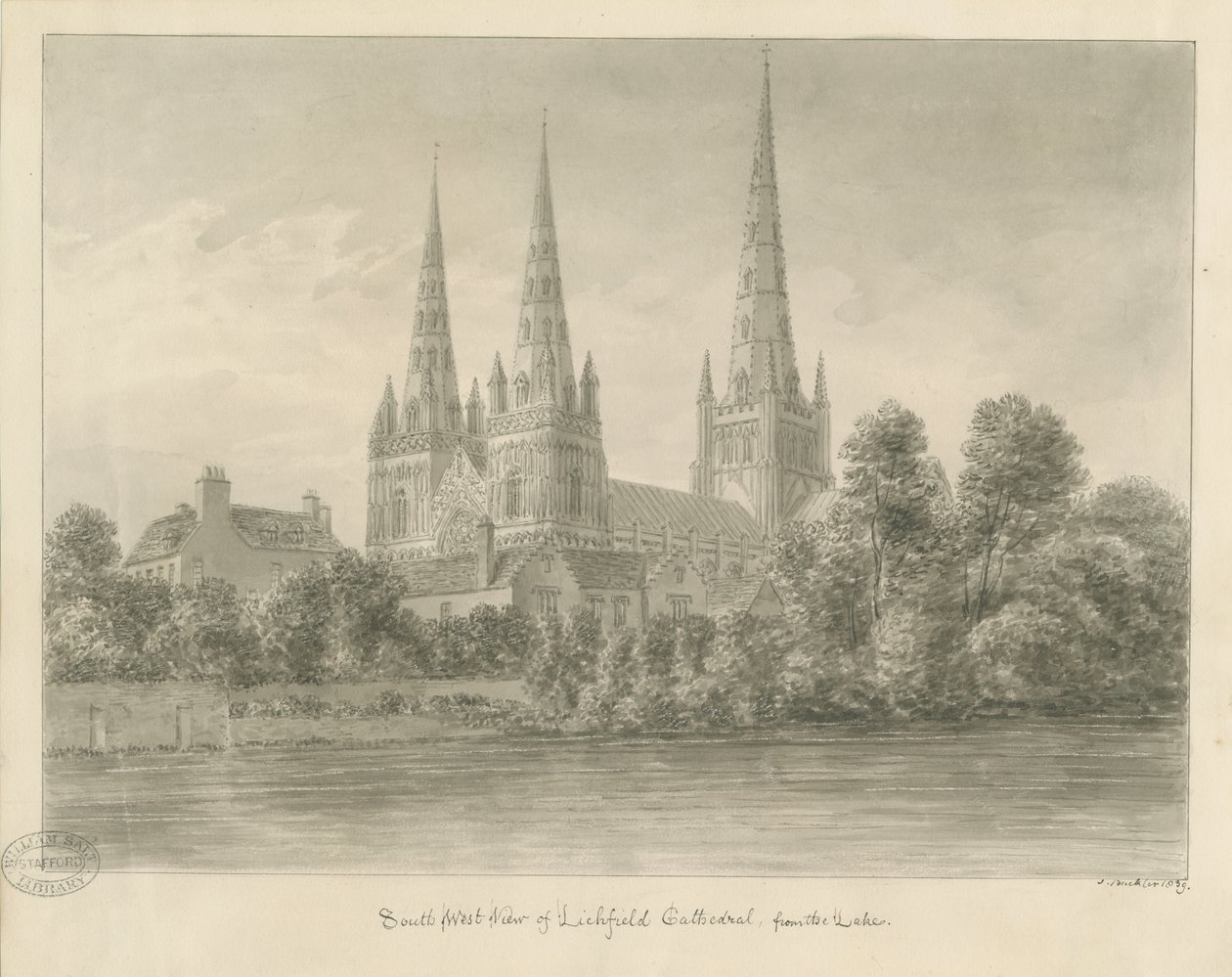 Lichfield Kathedrale - Südwestansicht von John Buckler