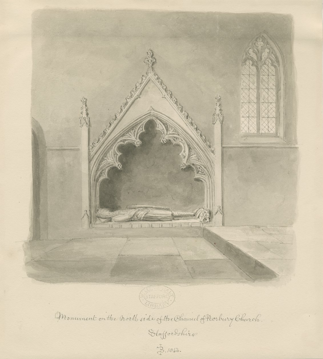 Norbury Kirche - Denkmal für Ralph le Botiler (1843) von John Buckler