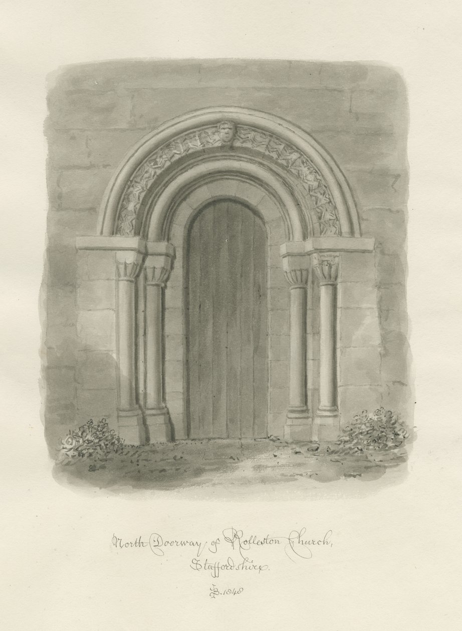 Rolleston Kirche - Nordtür von John Buckler