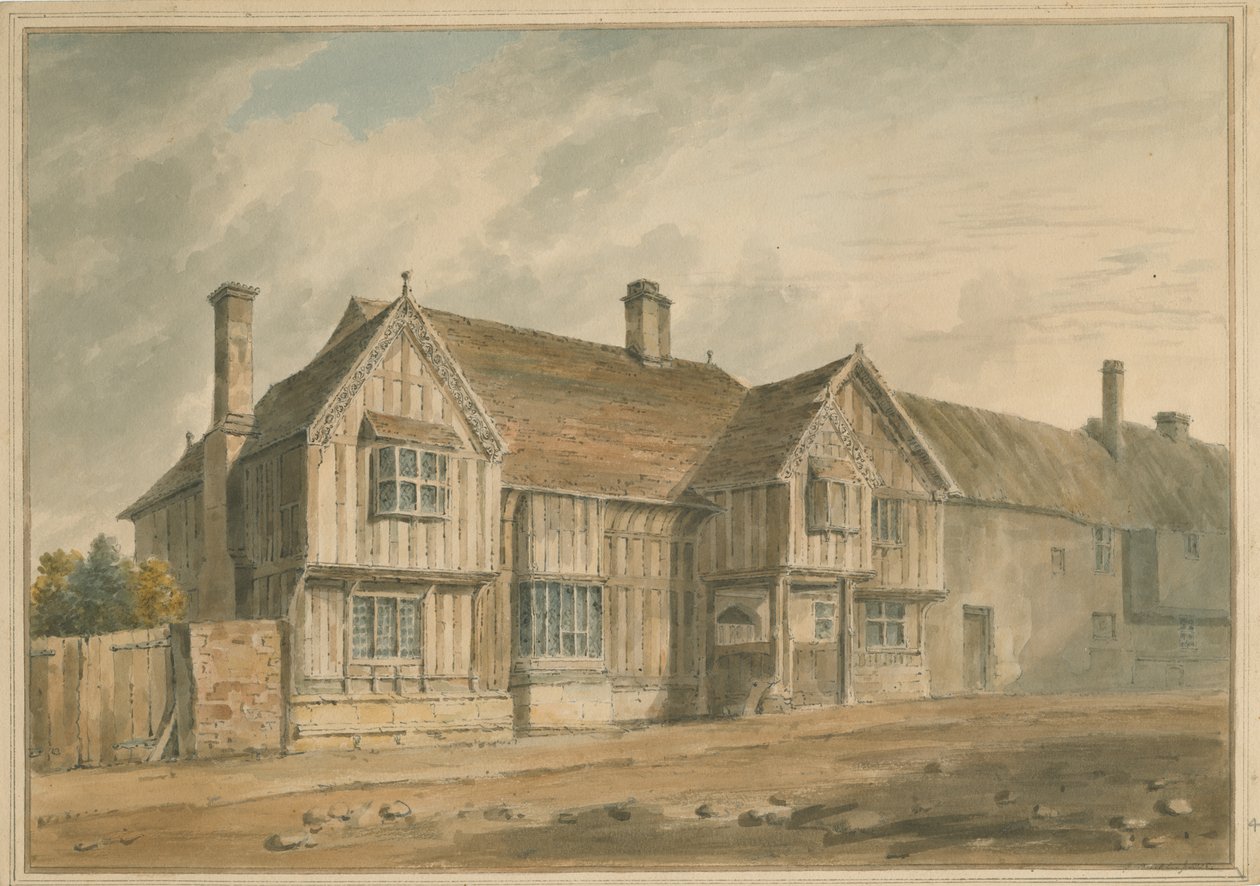 Stratford - Shakespeares Haus, 1826 von John Buckler