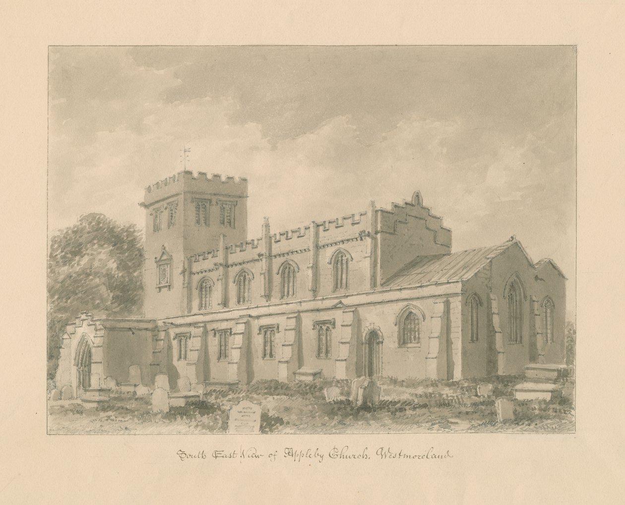 Westmorland - Appleby Kirche: Sepia-Zeichnung, 1800 von John Buckler