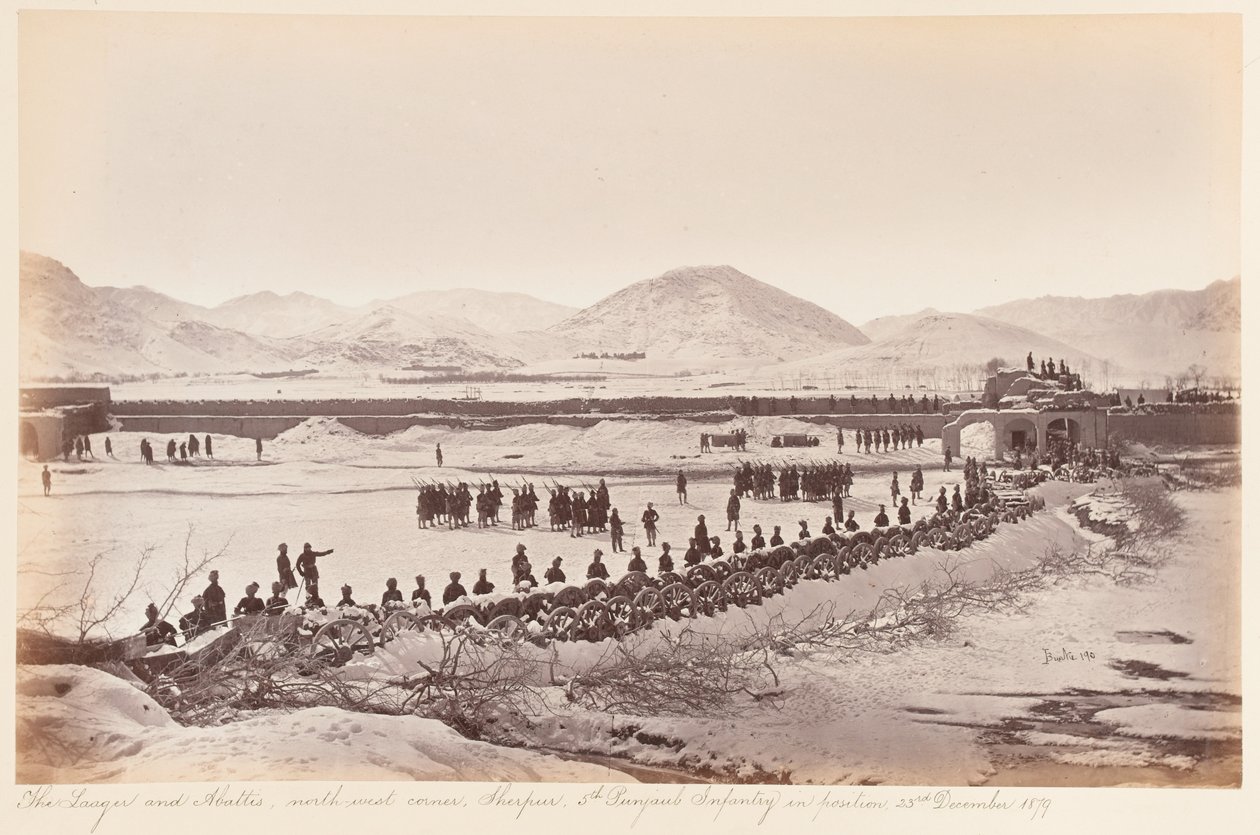 Der Laager und Abattis, Sherpur Cantonment, Dezember 1879 von John Burke