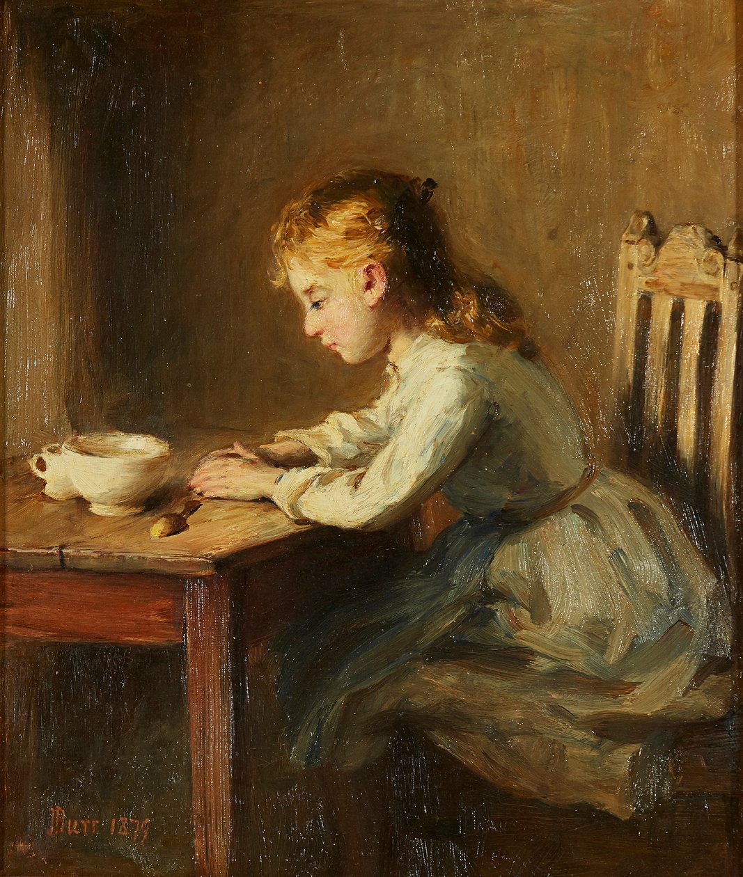 Mädchen am Frühstückstisch von John Burr