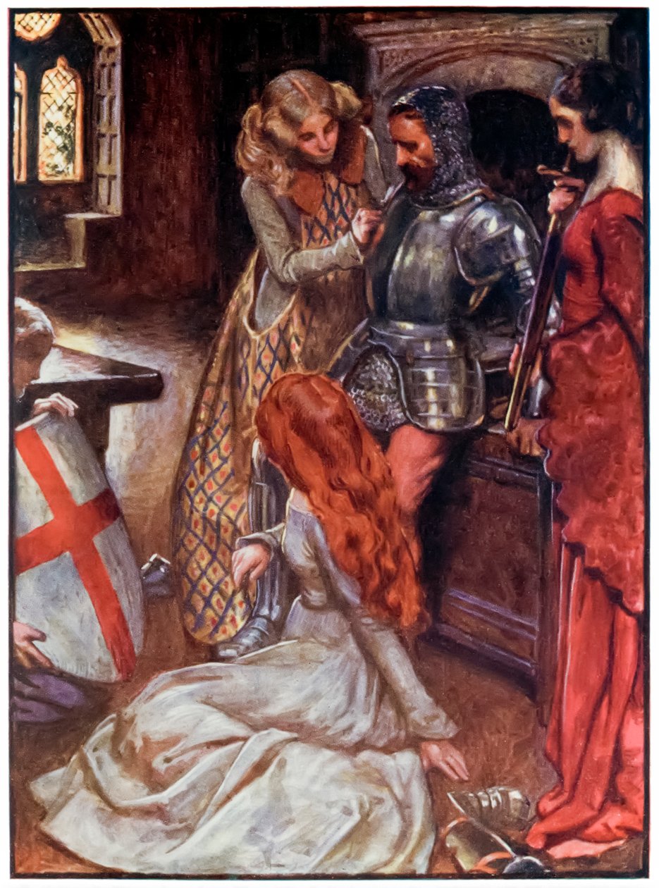 Christian bewaffnet aus The Pilgrims Progress From This World, To That Which Is To Come von John Bunyan (1628-1688) Illustration von Byam Shaw (1872-1919) von John Byam Liston Shaw