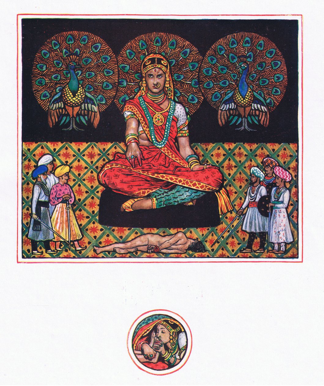 Das Bedauern der Ranee in der Halle der Pfauen, Illustration aus The Garden of Kama (and other lyrics from India), 1920 von John Byam Liston Shaw