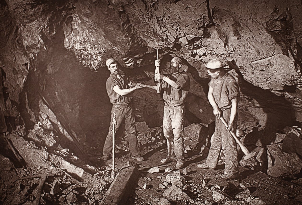 Bohren eines Oberen, East Pool Mine, Illustration aus 