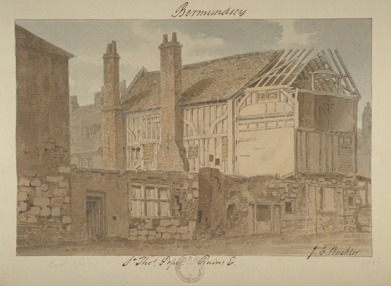 Ostansicht der Ruinen von Bermondsey House von John Chessell Buckler