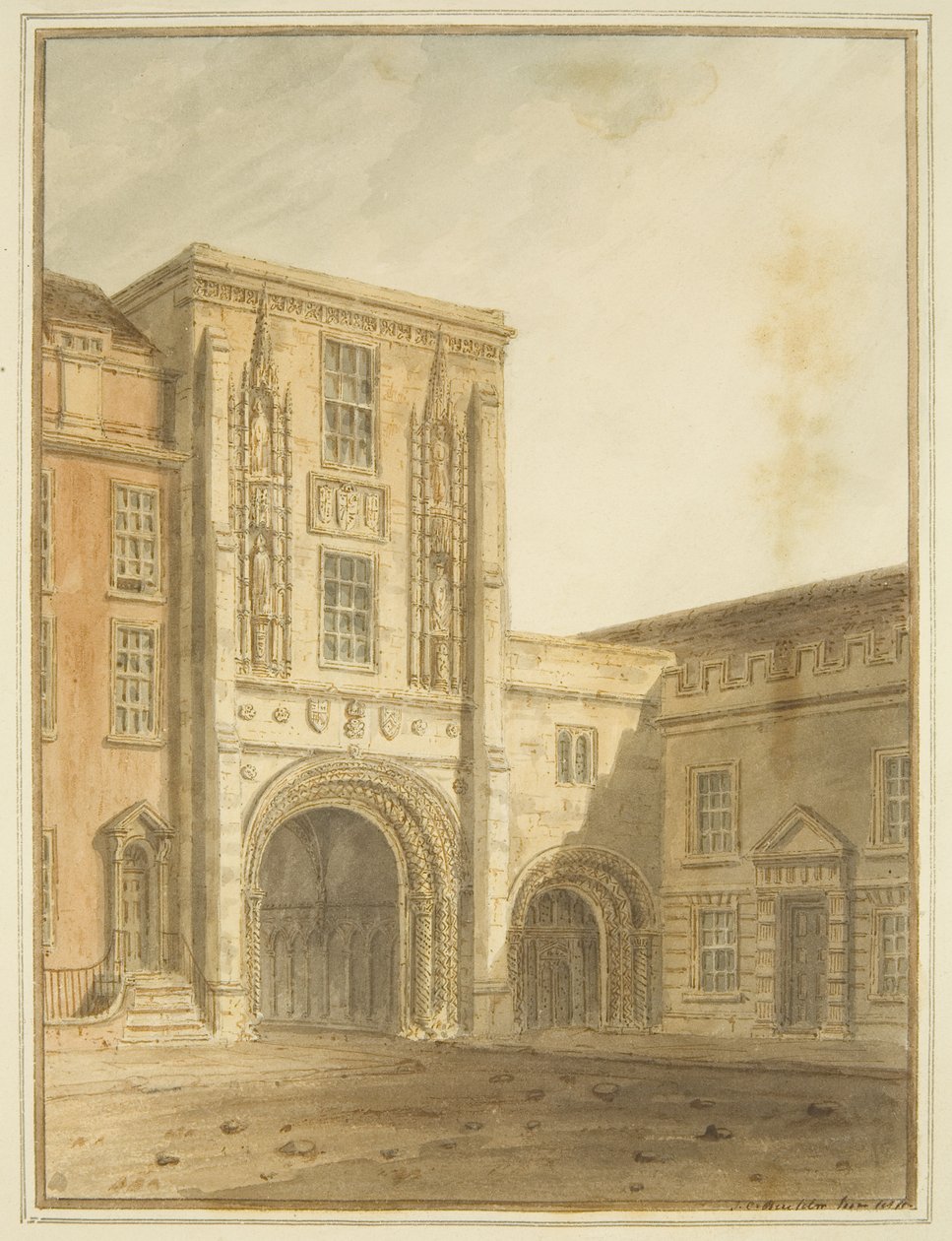 Nordansicht des College-Tors von John Chessell Buckler