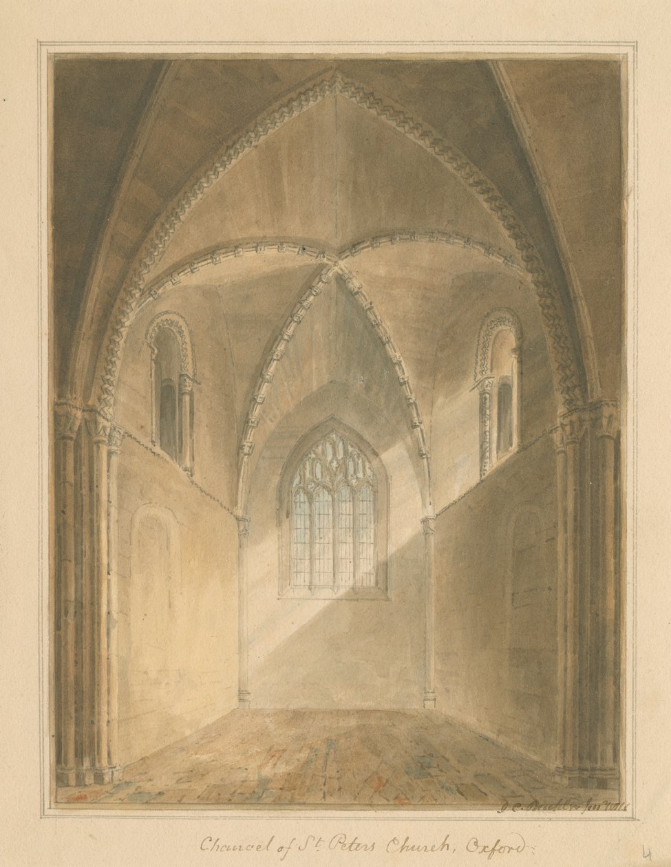 Oxfordshire - Oxford - Inneres des Chors der St. Peter Kirche, 1811 von John Chessell Buckler