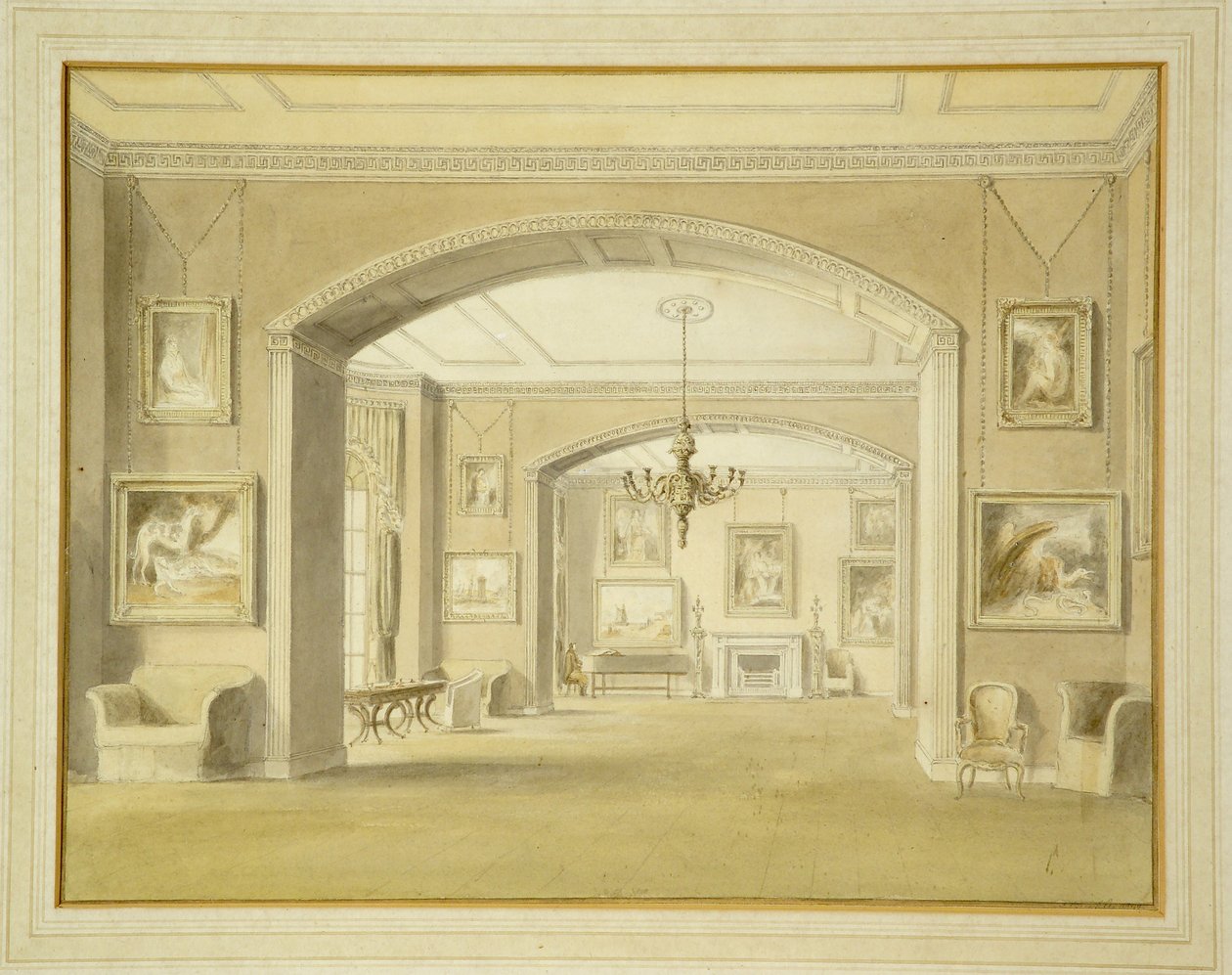 Bildergalerie im Tabley House, 1809 von John Chessell Buckler