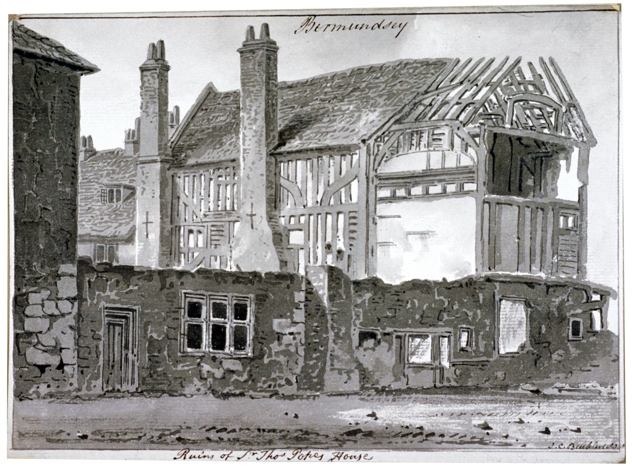 Überreste von Thomas Popes Haus, Mill Lane, Bermondsey, London von John Chessell Buckler