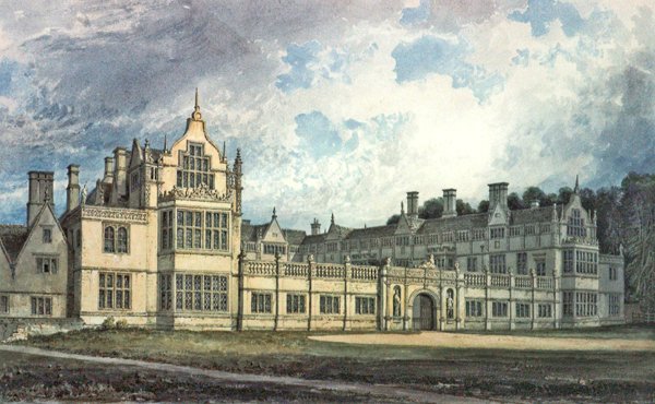 Rushton Hall, Northamptonshire: Ansicht von Südosten von John Chessell Buckler
