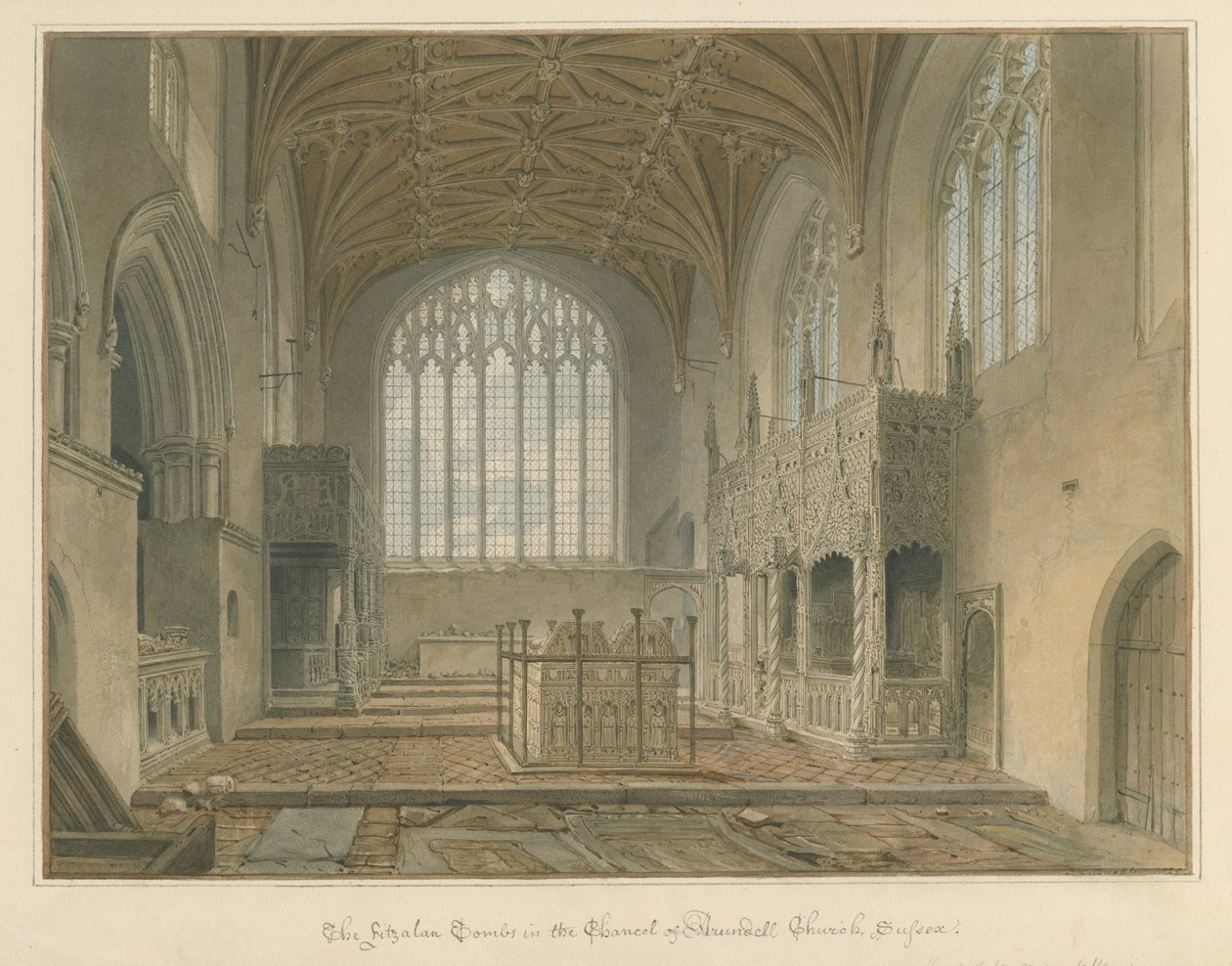 Arundel Kirche - Die Fitzalan Gräber von John Chessell Buckler