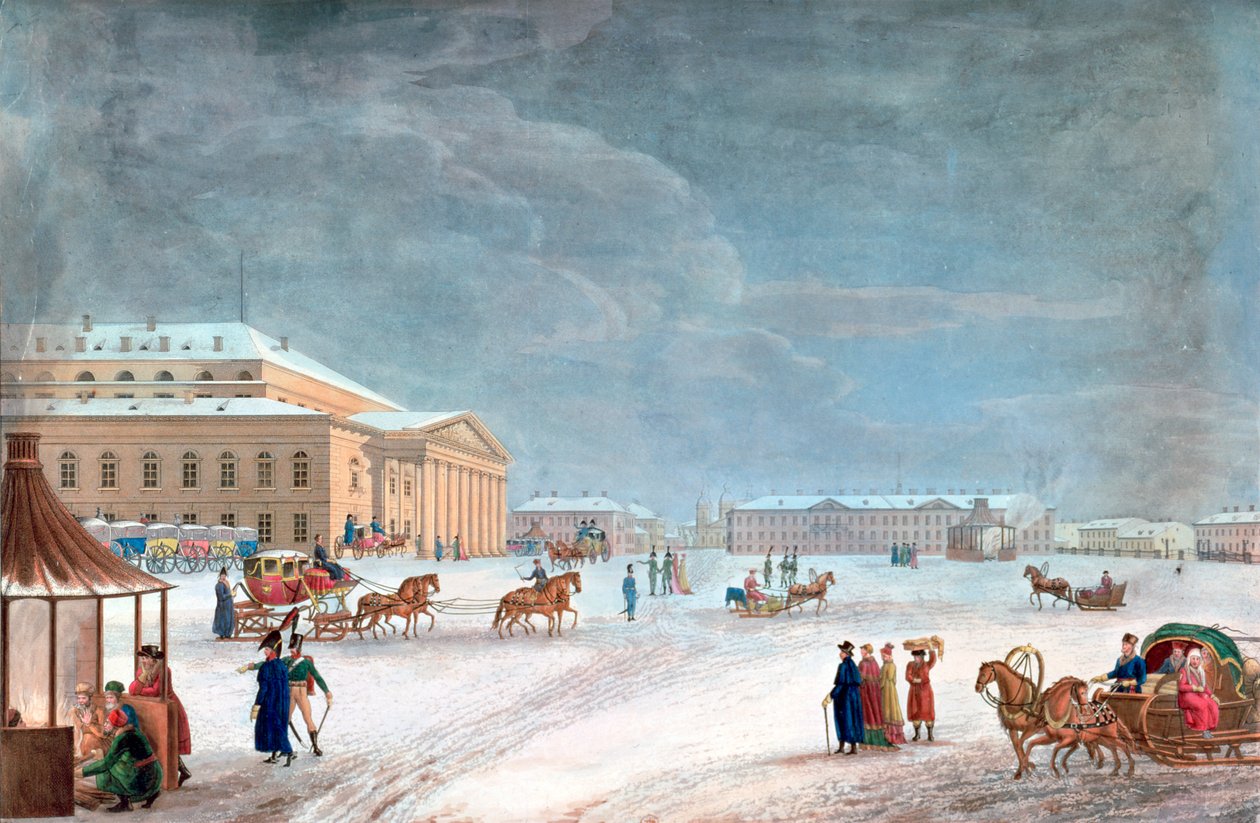 Platz und das Große Theater in St. Petersburg, 1817 von John Clark