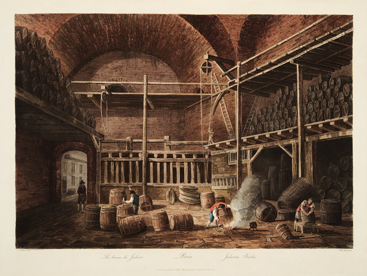 Julianische Bäder, Illustration aus Versailles, Paris und Saint Denis, veröffentlicht 1809 von John Claude Nattes
