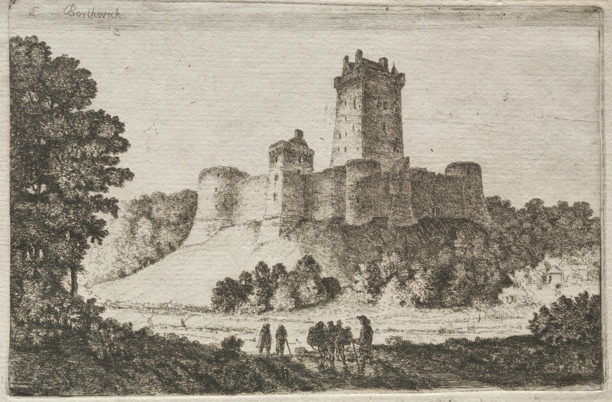 Borthwick Castle von Osten von John Clerk of Eldin