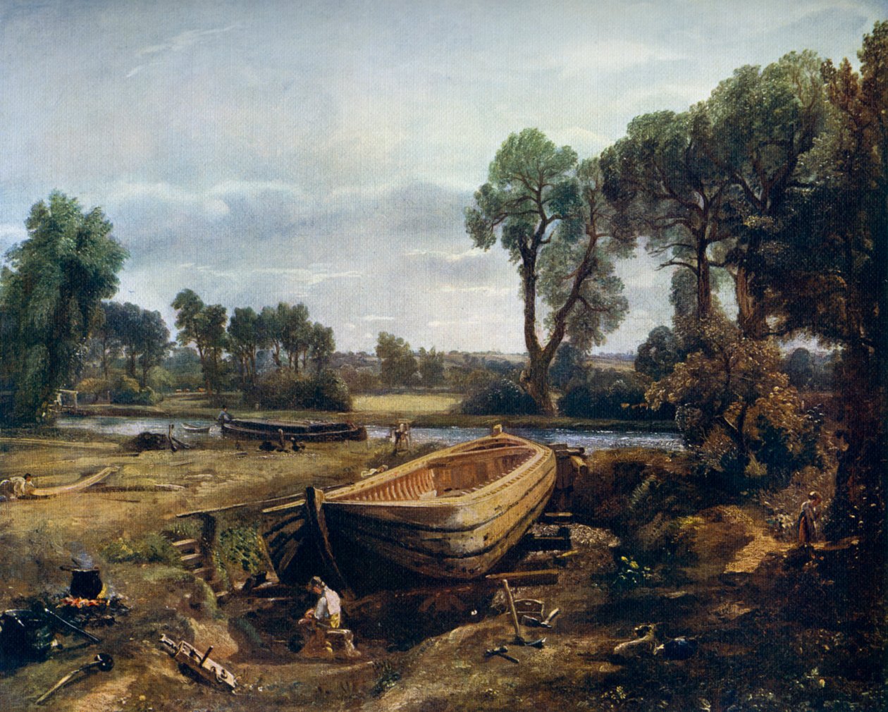 Bootsbau in der Nähe der Flatford-Mühle, 1815 von John Constable