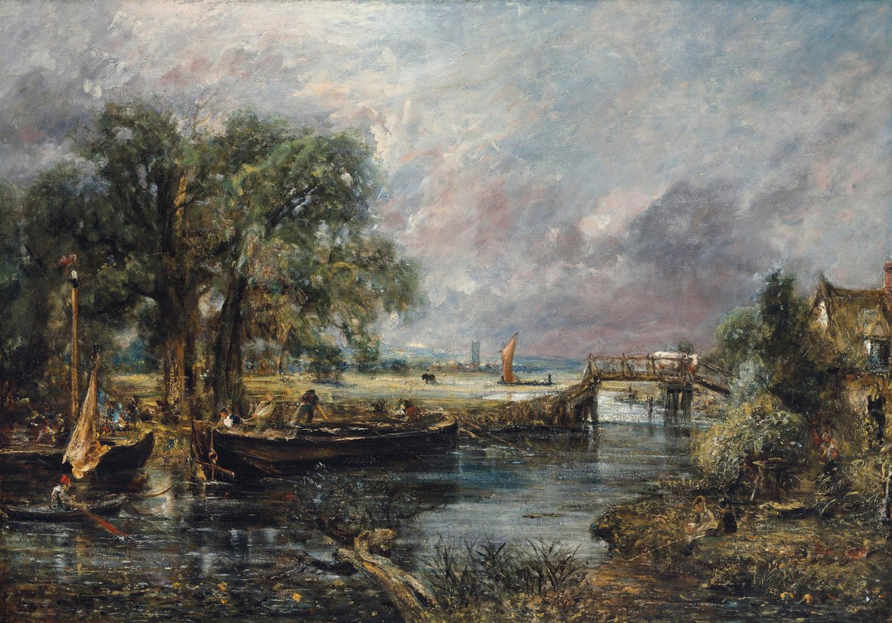 Blick auf den Stour bei Dedham, Vollskizze, um 1821-22 von John Constable