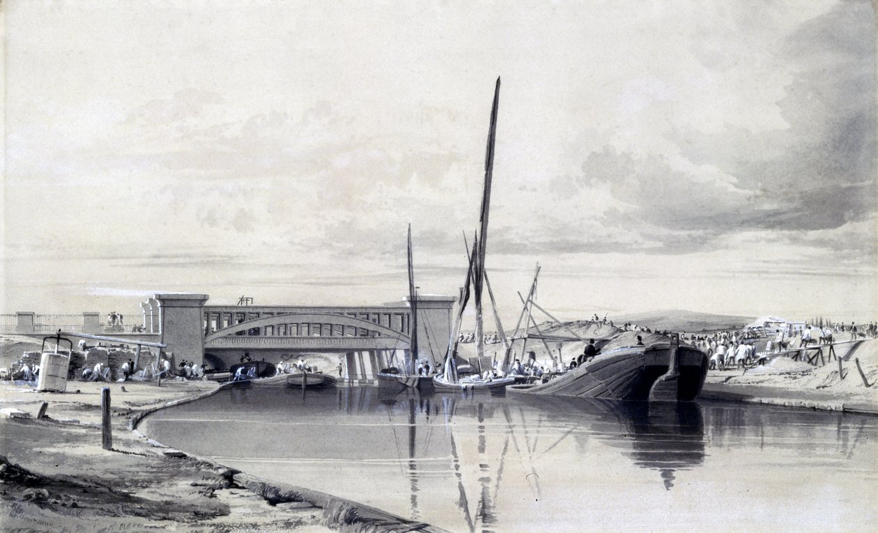 Brücke über den Regents Canal, April 1837 von John Cooke Bourne