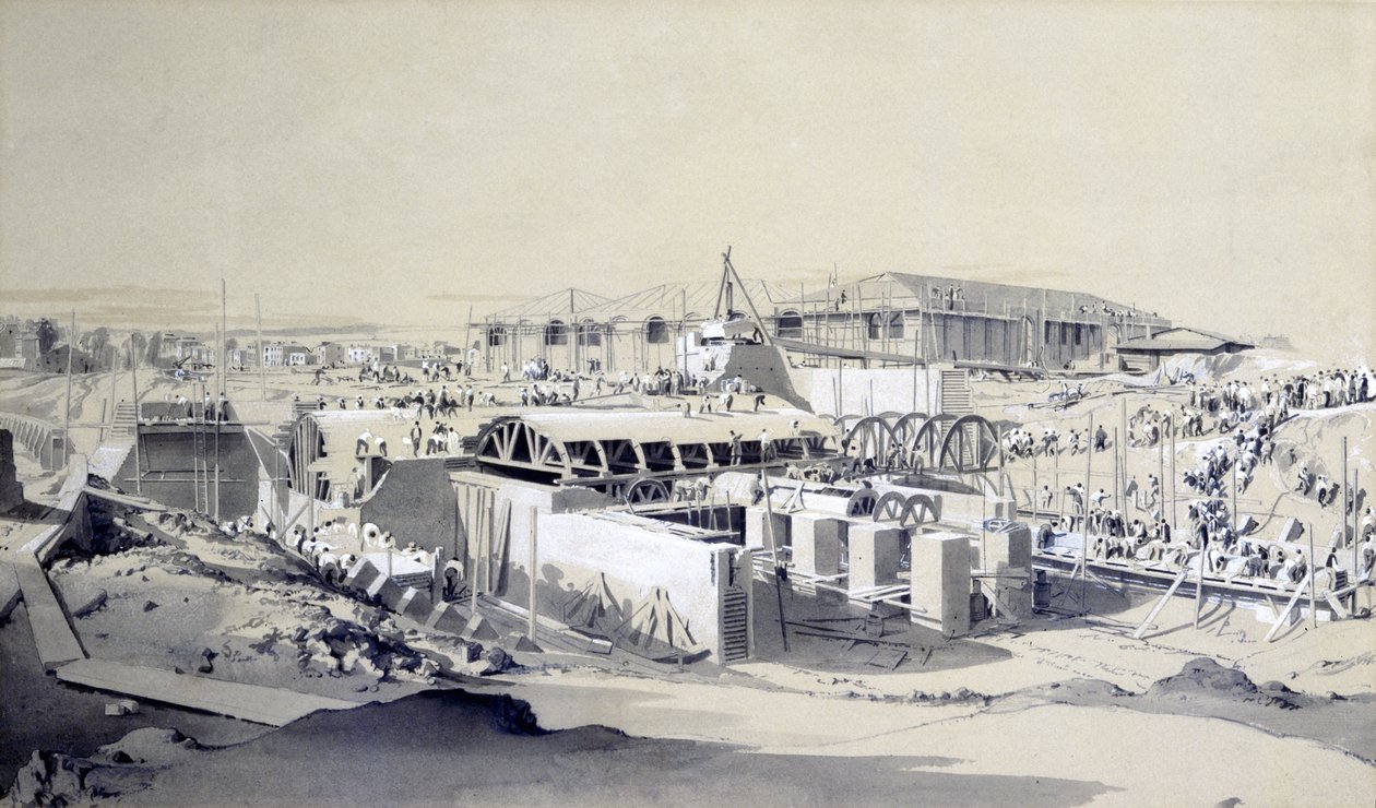 Bau des Stationary Engine House, Camden Town, 26. April 1837 von John Cooke Bourne