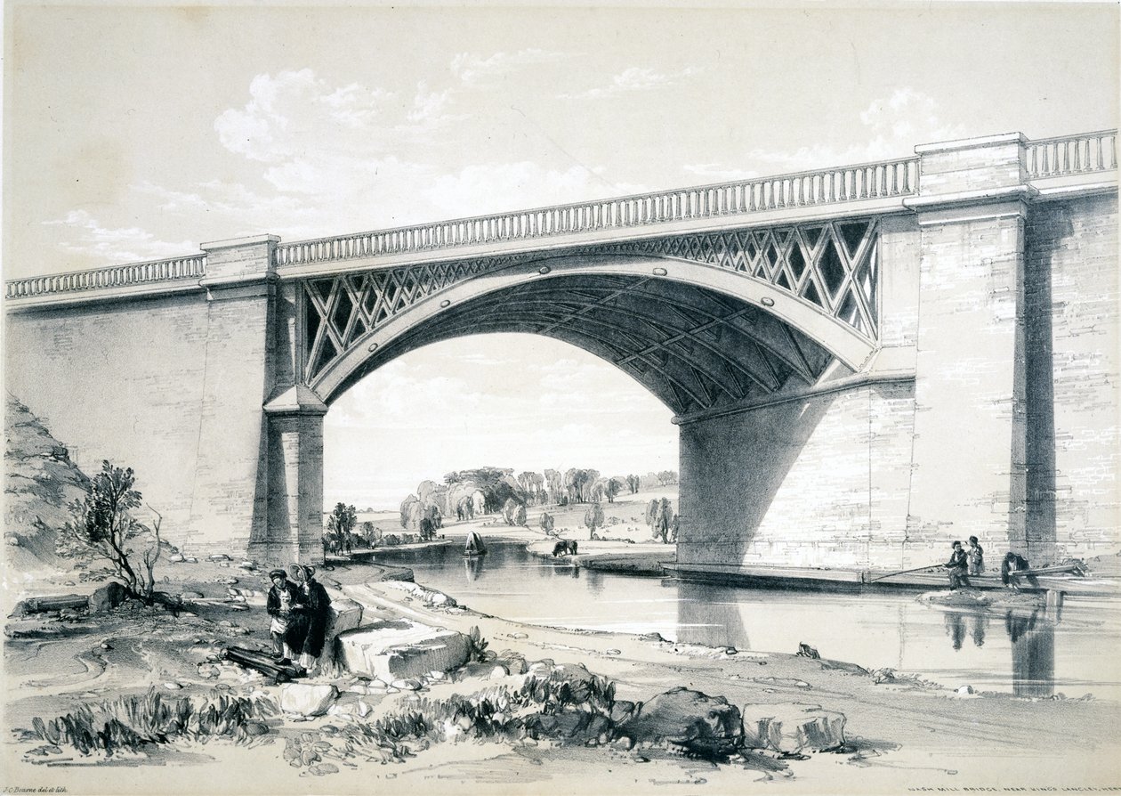 Nash Mill Brücke, in der Nähe von Kings Langley, Hertfordshire, 1839 von John Cooke Bourne
