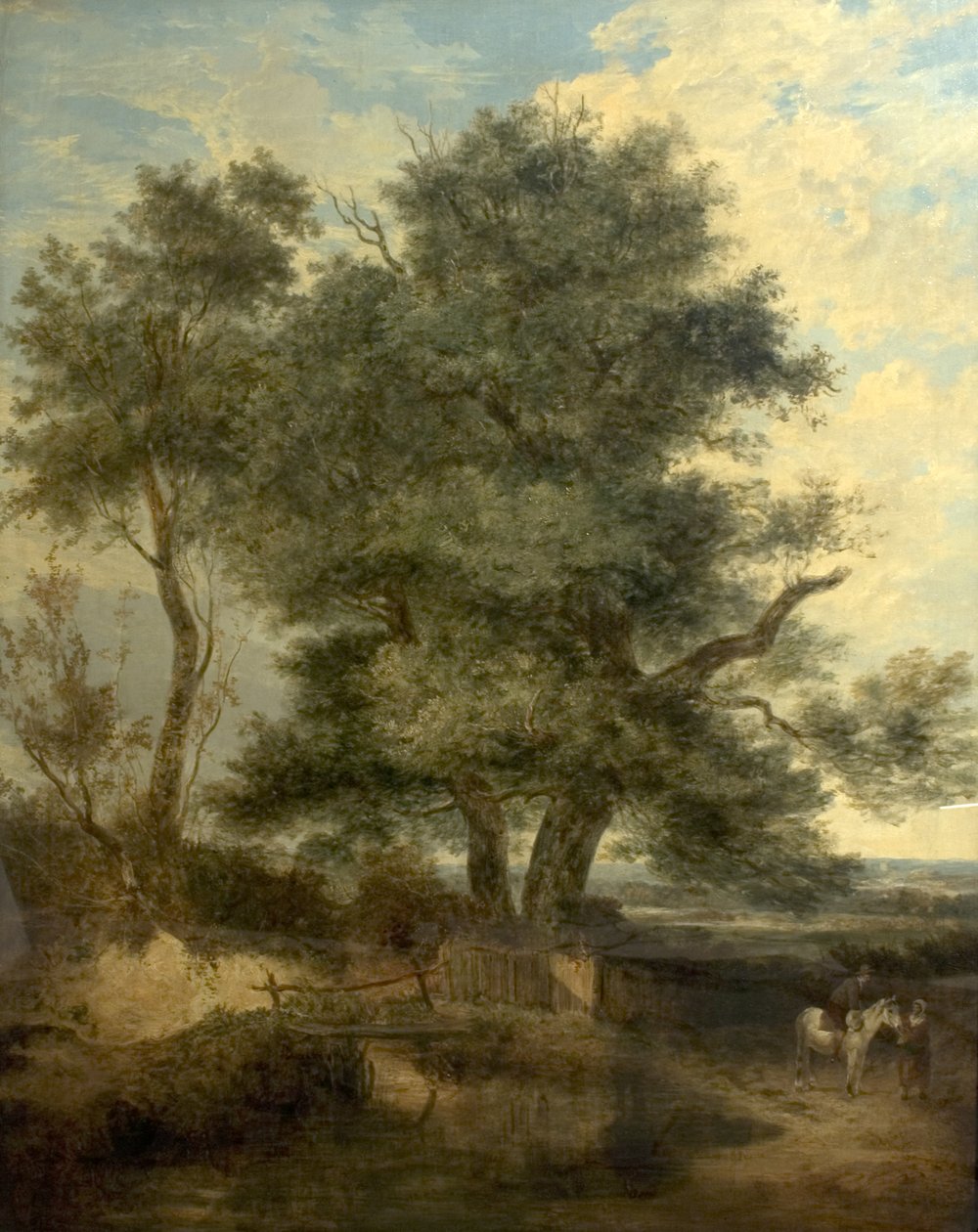 Bäume an einem Bach (Die Weide, ein Reiter und eine Frau auf einer Straße), ca. 1818 von John Crome