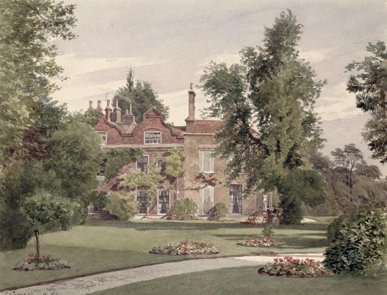 Seitenansicht des Raleigh House, Brixton Hill, Lambeth, 1887 von John Crowther