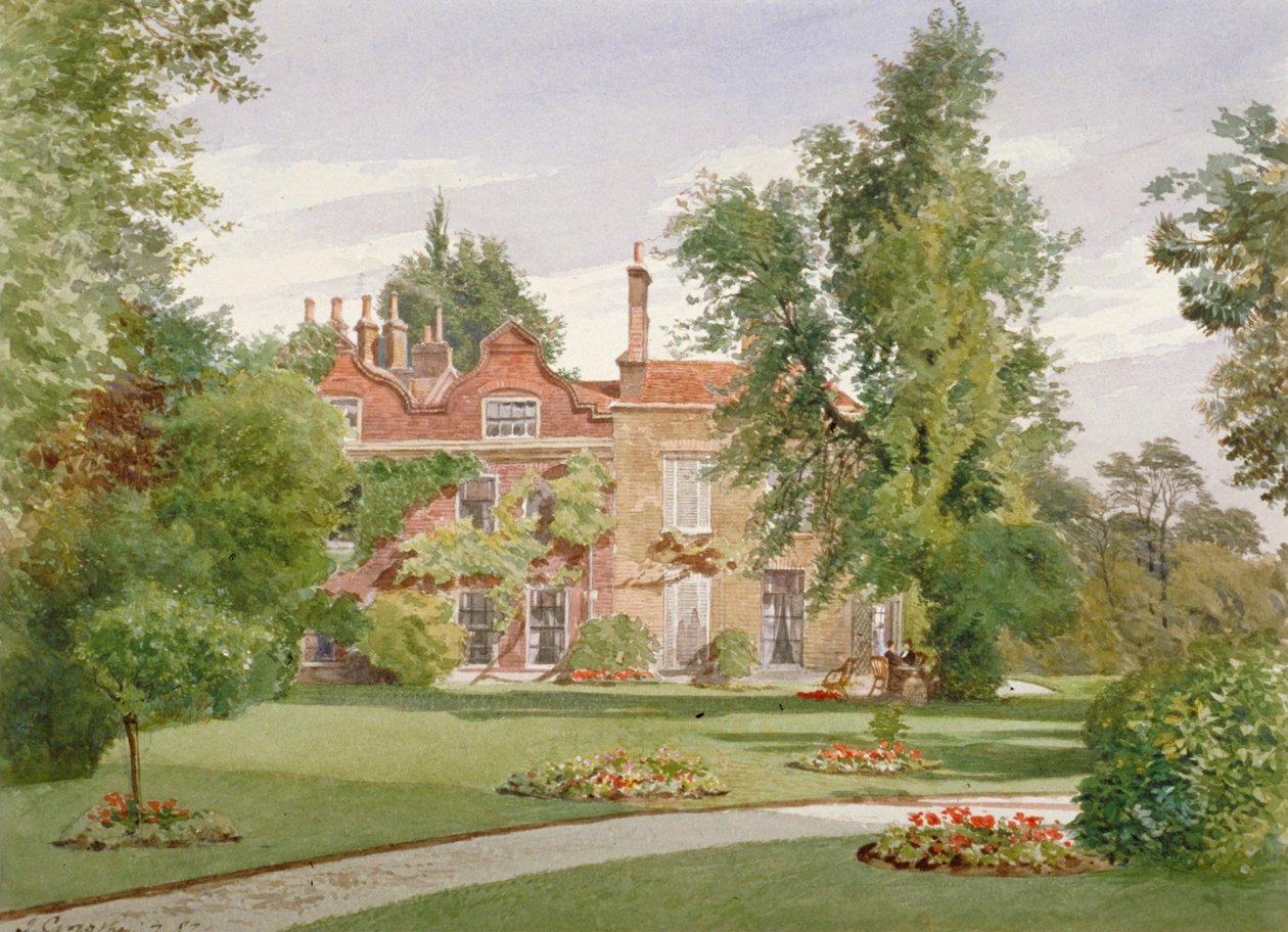 Seitenansicht des Raleigh House, Brixton Hill, Lambeth, London, 1887 von John Crowther