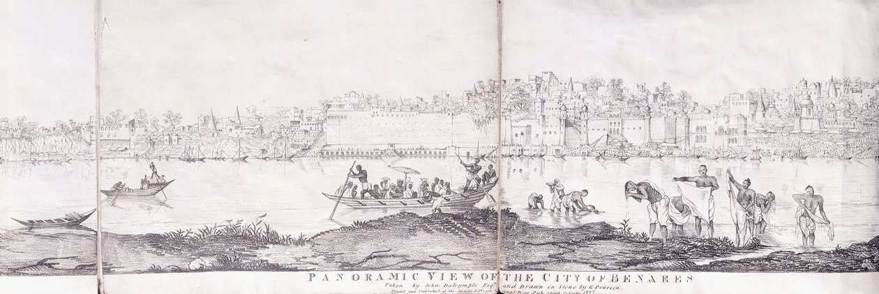 Panoramablick auf die Stadt Benares, 1827 von John Dalrymple