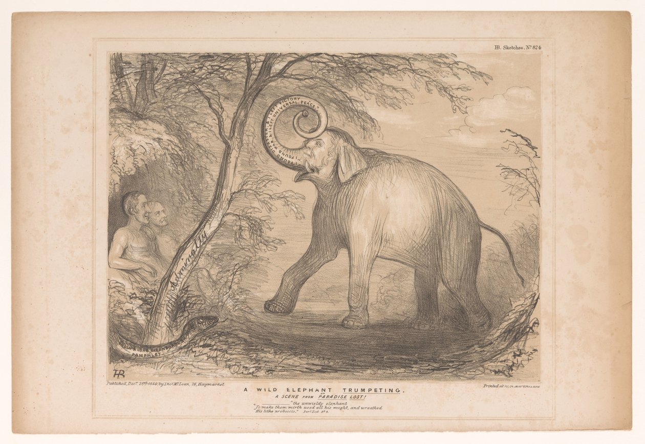 Karikatur mit Lord Ellenborough als wilder Elefant von John Doyle