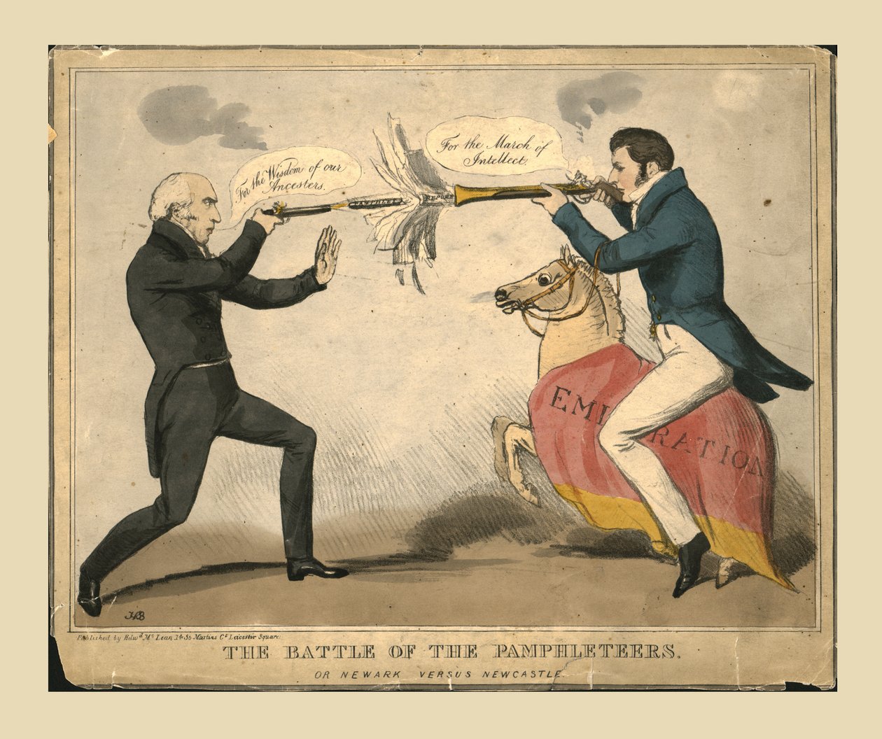 Die Schlacht der Pamphletisten. Oder Newark gegen Newcastle, 1829 von John Doyle