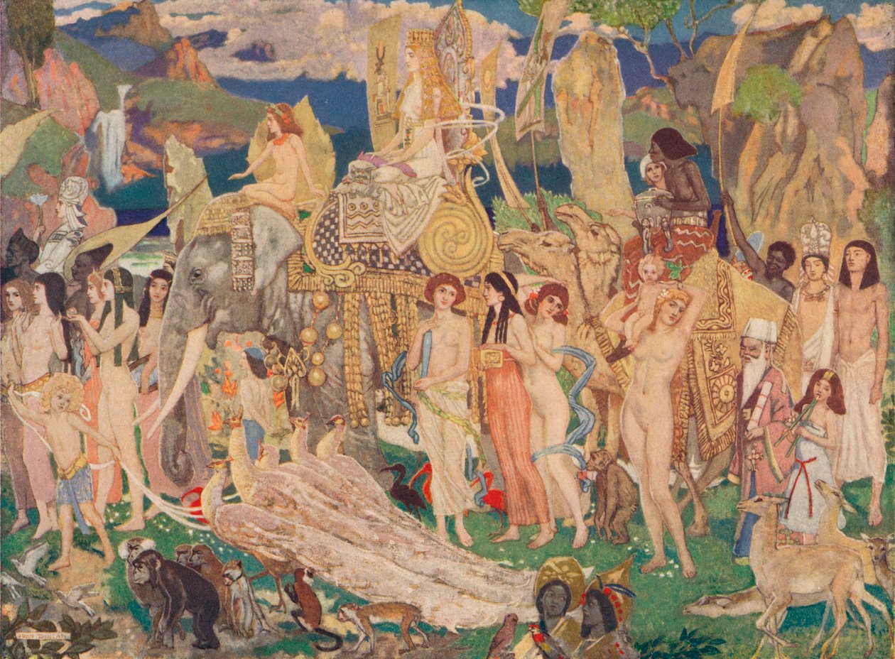 Elfenbein, Affen und Pfauen Die Königin von Saba, um 1909 von John Duncan