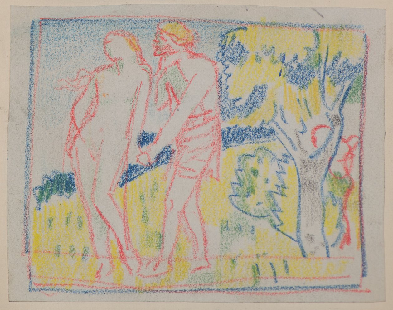 Ohne Titel [Männliche und weibliche Figur in einer Landschaft] von John Duncan