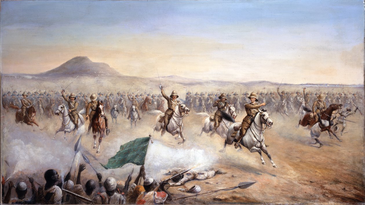 Der Angriff der 21. Lanzenreiter bei Omdurman, 2. September 1898 (Öl auf Leinwand) von John Edward Chapman Mathews