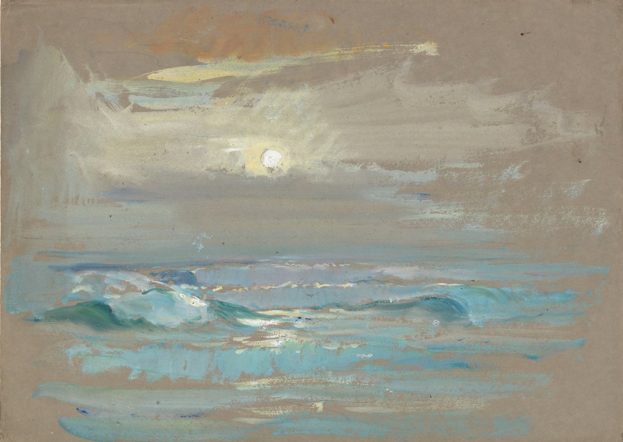 Meereslandschaft. Mondlicht über einem ruhigen Meer, späte 19. bis mittlere 20. Jahrhundert von John Everett