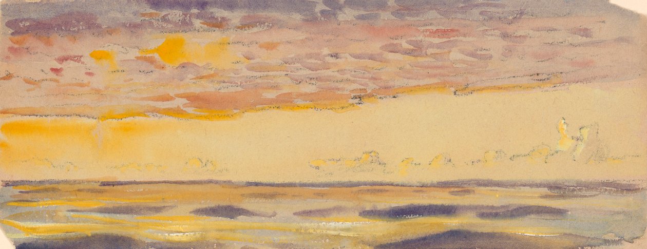 Meereslandschaft, gelbes Meer und violette Wolken, spätes 19. Jahrhundert - mittleres 20. Jahrhundert von John Everett