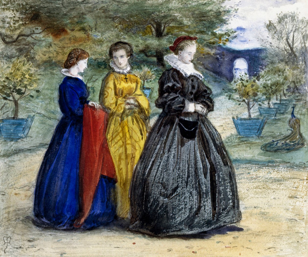 "Maria Stuart" Königin Maria Stuart (1542-1587) oder Maria I. von Schottland und ihre Gefolgsleute. Gemälde von John Everett Millais (1829-1896) (Präraffaelitisch) von John Everett Millais
