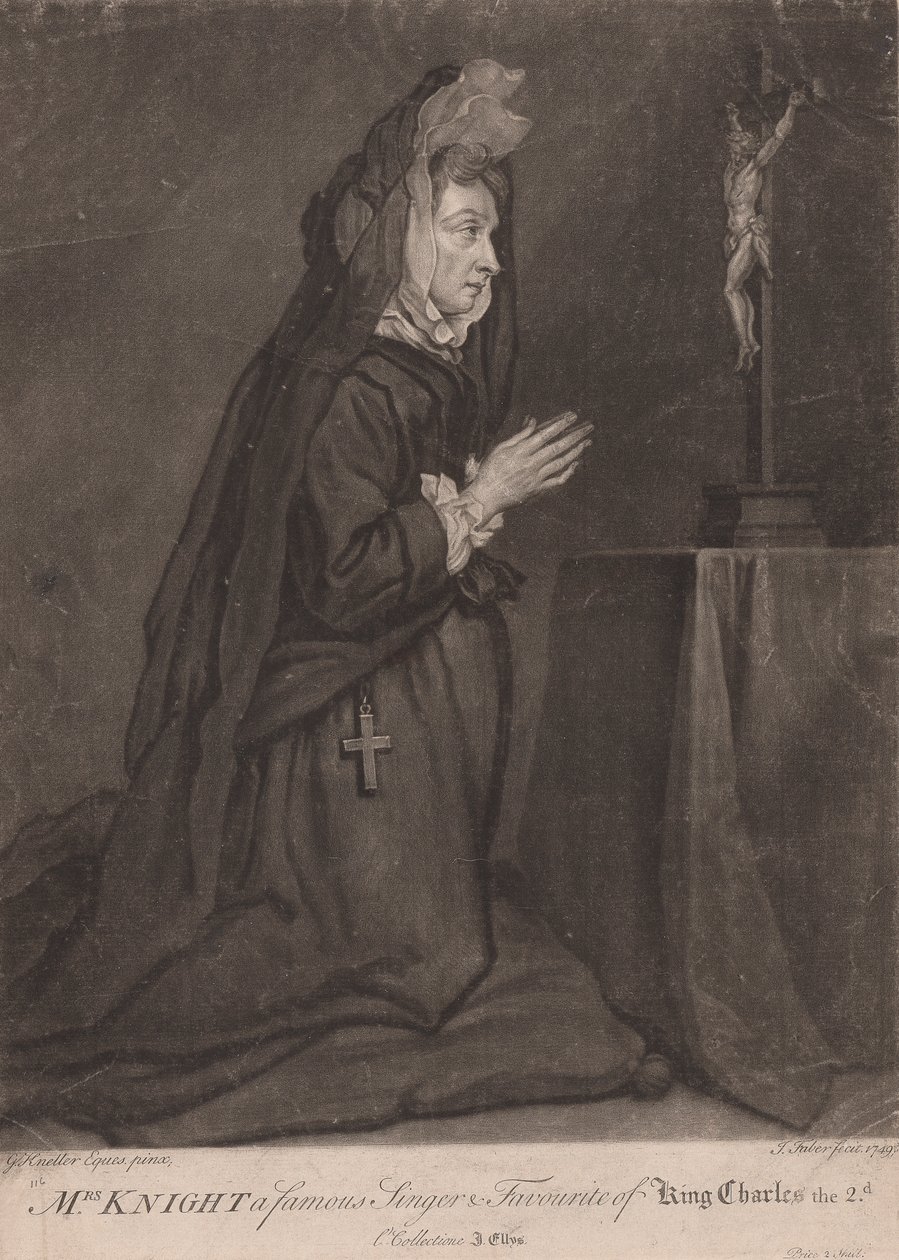 Mrs. Knight, eine berühmte Sängerin und Favoritin von König Charles II von John Faber the younger