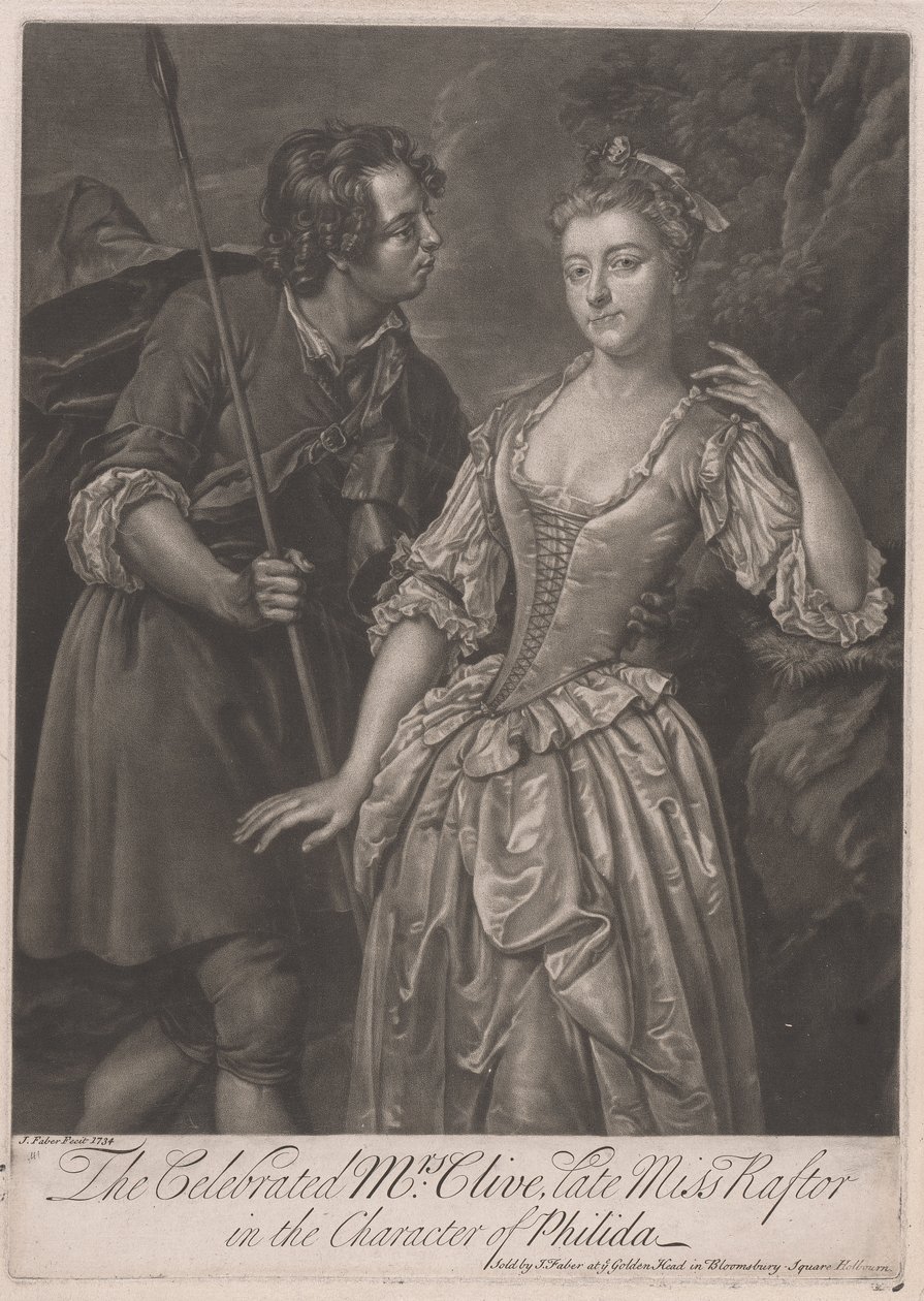 Die berühmte Mrs. Clive, ehemals Miss Rafter, in der Rolle der Philida von John Faber the younger