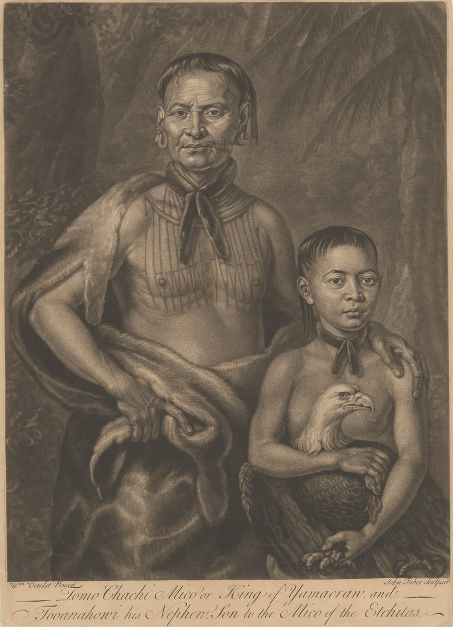 Tomo Chachi Mico, oder König von Yamacraw, und Tooanahowi [sic], sein Neffe von John Faber the younger